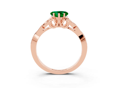 Rose gold Heart Cut Emerald Solitaire Engagement Ring with Celtic Knot Band and Four-Prong Setting_3