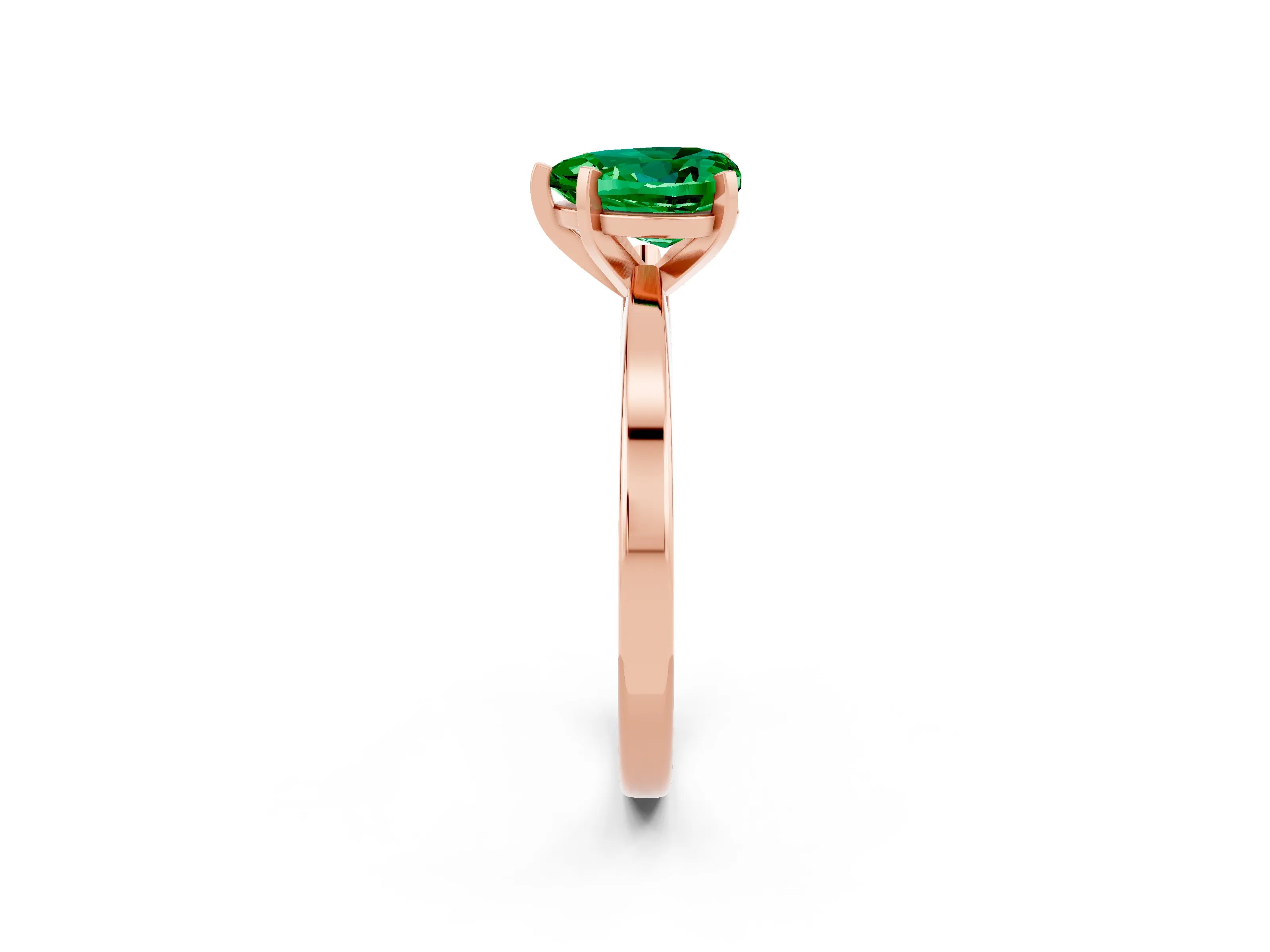 Rose gold Heart Cut Emerald Solitaire Engagement Ring with Classic Band and Four-Prong Setting_26