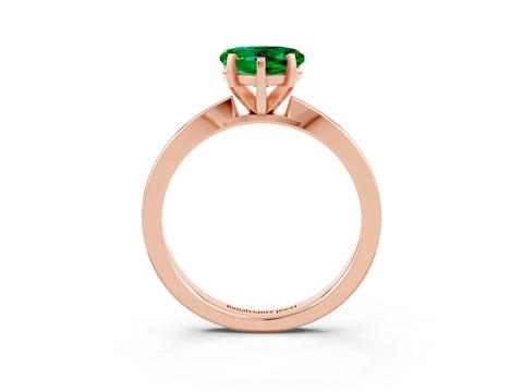 Rose gold Heart Cut Emerald Solitaire Engagement Ring with Classic Band and Four-Prong Setting_27