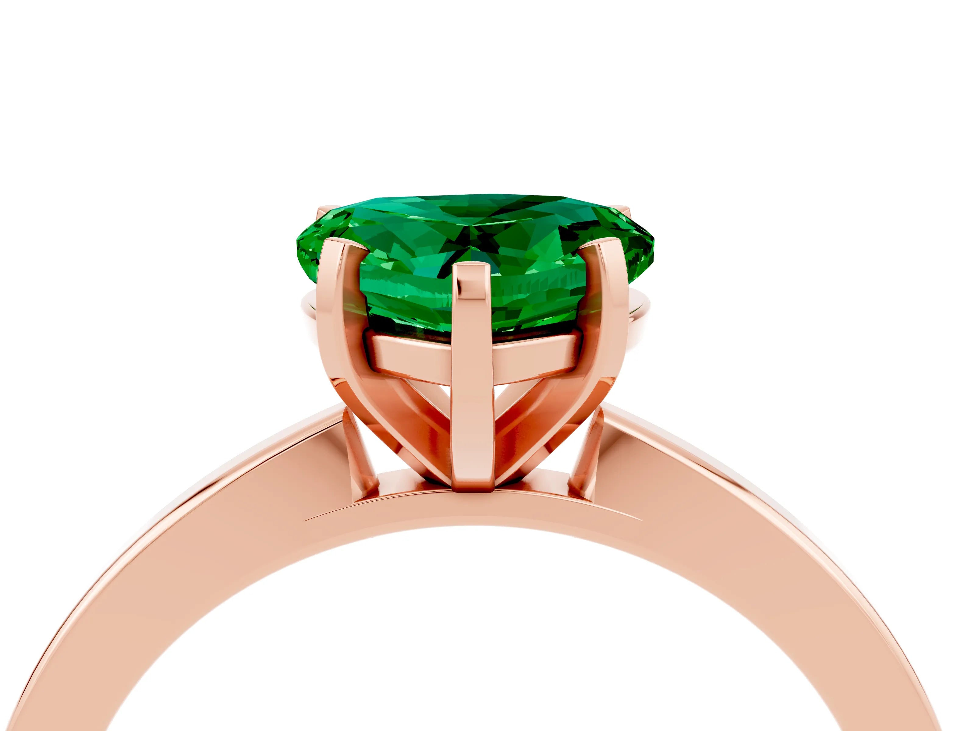 Rose gold Heart Cut Emerald Solitaire Engagement Ring with Classic Band and Four-Prong Setting_28