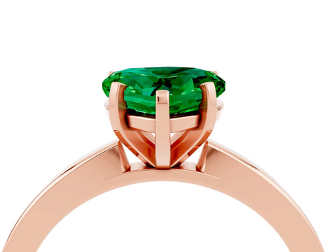 Rose gold Heart Cut Emerald Solitaire Engagement Ring with Classic Band and Four-Prong Setting_28