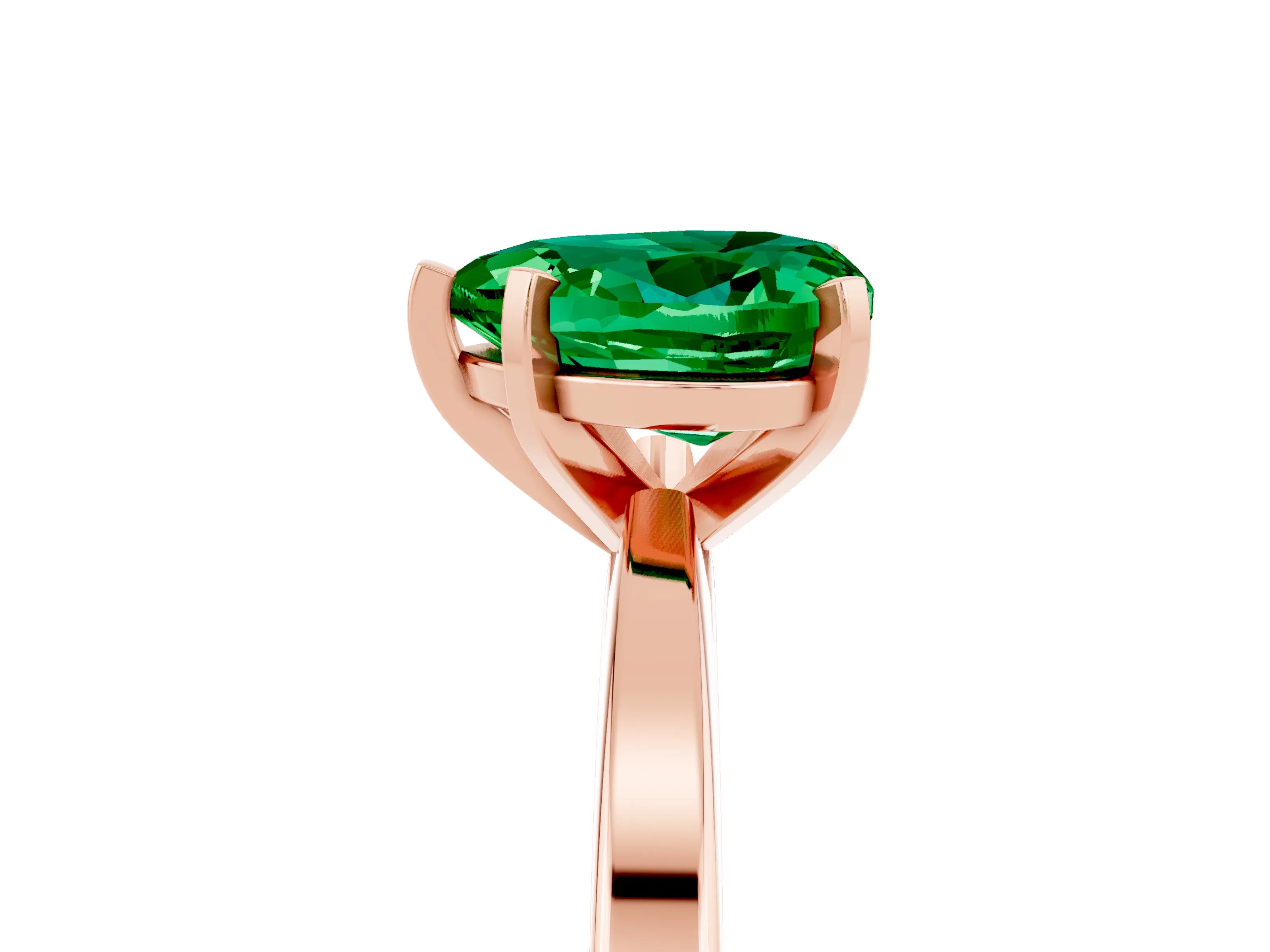 Rose gold Heart Cut Emerald Solitaire Engagement Ring with Classic Band and Four-Prong Setting_29