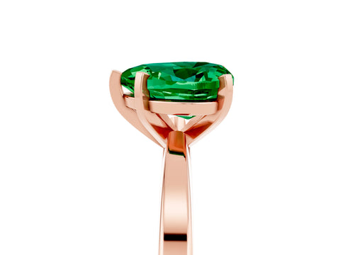 Rose gold Heart Cut Emerald Solitaire Engagement Ring with Classic Band and Four-Prong Setting_29