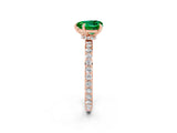 Rose gold Heart Cut Emerald Solitaire Engagement Ring with Pavé Band and Four-Prong Setting_2