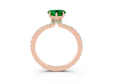 Rose gold Heart Cut Emerald Solitaire Engagement Ring with Pavé Band and Four-Prong Setting_3
