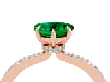 Rose gold Heart Cut Emerald Solitaire Engagement Ring with Pavé Band and Four-Prong Setting_4