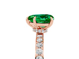 Rose gold Heart Cut Emerald Solitaire Engagement Ring with Pavé Band and Four-Prong Setting_5