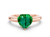 Rose gold Heart Cut Emerald Solitaire Engagement Ring with Round Band and Four-Prong Setting
