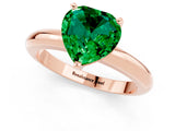 Rose gold Heart Cut Emerald Solitaire Engagement Ring with Round Band and Four-Prong Setting_1