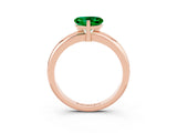 Rose gold Heart Cut Emerald Solitaire Engagement Ring with Round Band and Four-Prong Setting_3