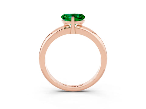 Rose gold Heart Cut Emerald Solitaire Engagement Ring with Round Band and Four-Prong Setting_3