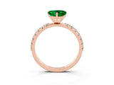 Rose gold Heart Cut Emerald Solitaire Pavé Band with Four-Prong Setting_3