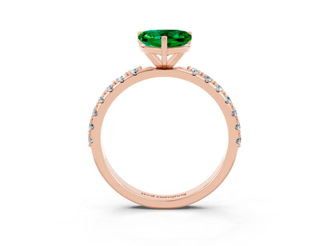 Rose gold Heart Cut Emerald Solitaire Pavé Band with Four-Prong Setting_3