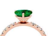 Rose gold Heart Cut Emerald Solitaire Pavé Band with Four-Prong Setting_4
