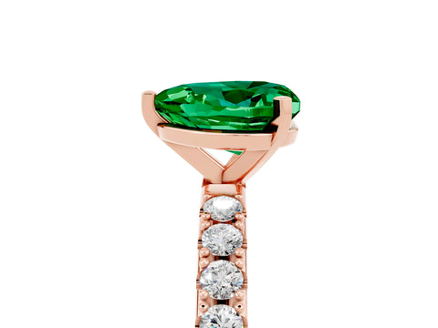 Rose gold Heart Cut Emerald Solitaire Pavé Band with Four-Prong Setting_5