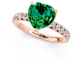 Rose gold Heart Cut Emerald Solitaire Pavé Engagement Ring with Round Band and Prong Setting_13