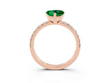 Rose gold Heart Cut Emerald Solitaire Pavé Engagement Ring with Round Band and Prong Setting_15