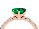 Rose gold Heart Cut Emerald Solitaire Pavé Engagement Ring with Round Band and Prong Setting_16