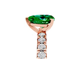 Rose gold Heart Cut Emerald Solitaire Pavé Engagement Ring with Round Band and Prong Setting_17