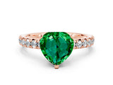 Rose gold Heart Cut Emerald Solitaire Pavé Engagement Ring with Round Band and Prong Setting_72