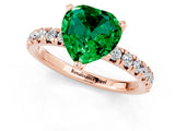 Rose gold Heart Cut Emerald Solitaire Pavé Engagement Ring with Round Band and Prong Setting_73