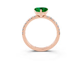Rose gold Heart Cut Emerald Solitaire Pavé Engagement Ring with Round Band and Prong Setting_75