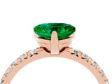 Rose gold Heart Cut Emerald Solitaire Pavé Engagement Ring with Round Band and Prong Setting_76