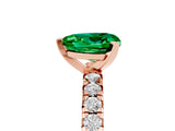 Rose gold Heart Cut Emerald Solitaire Pavé Engagement Ring with Round Band and Prong Setting_77