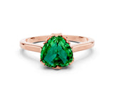 Rose gold Heart Cut Emerald Solitaire Ring with Flower Prong Setting and Classic Band_12