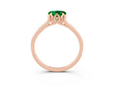 Rose gold Heart Cut Emerald Solitaire Ring with Flower Prong Setting and Classic Band_15