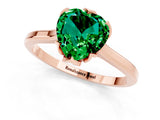 Rose gold Heart Cut Emerald Solitaire Ring with Flower Prong Setting and Classic Band_37