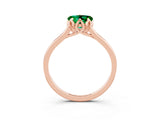 Rose gold Heart Cut Emerald Solitaire Ring with Flower Prong Setting and Classic Band_39