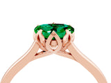 Rose gold Heart Cut Emerald Solitaire Ring with Flower Prong Setting and Classic Band_40