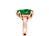 Rose gold Heart Cut Emerald Solitaire Ring with Flower Prong Setting and Classic Band_41