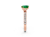 Rose gold Heart Cut Emerald Solitaire Ring with Pavé Accents and Four-Prong Setting_2