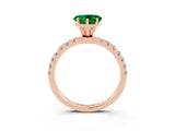 Rose gold Heart Cut Emerald Solitaire Ring with Pavé Accents and Four-Prong Setting_3