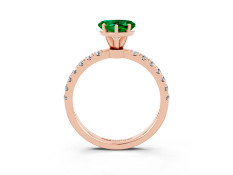 Rose gold Heart Cut Emerald Solitaire Ring with Pavé Accents and Four-Prong Setting_3