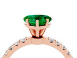 Rose gold Heart Cut Emerald Solitaire Ring with Pavé Accents and Four-Prong Setting_4