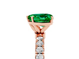 Rose gold Heart Cut Emerald Solitaire Ring with Pavé Accents and Four-Prong Setting_5