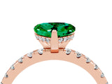 Rose gold Heart Cut Emerald Solitaire Ring with Pavé Band and Four-Prong Setting_28