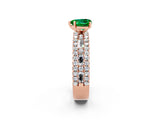 Rose gold Heart Cut Emerald Solitaire Ring with Pavé and Channel Set Band_2
