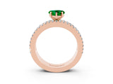Rose gold Heart Cut Emerald Solitaire Ring with Pavé and Channel Set Band_3