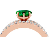 Rose gold Heart Cut Emerald Solitaire Ring with Pavé and Channel Set Band_4