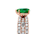 Rose gold Heart Cut Emerald Solitaire Ring with Pavé and Channel Set Band_5