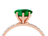 Rose gold Heart Cut Emerald Solitaire Ring with Pave Band and Four Prong Setting_16