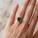 Rose gold Heart Cut Emerald Solitaire Ring with Round  Pavé Band and Four-Prong Setting_42