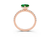 Rose gold Heart Cut Emerald Solitaire Ring with Round  Pavé Band and Four-Prong Setting_47