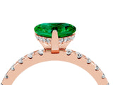 Rose gold Heart Cut Emerald Solitaire Ring with Round  Pavé Band and Four-Prong Setting_48