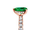 Rose gold Heart Cut Emerald Solitaire Ring with Round  Pavé Band and Four-Prong Setting_49