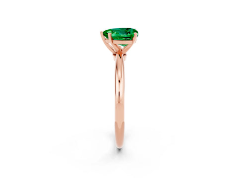 Rose gold Heart Cut Emerald Solitaire Ring with Six-Prong Setting and Classic Band_2